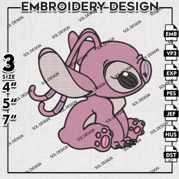 Cute Angel Stitch Girlfriend Embroidery Designs, Lilo & Stitch Embroidery, Disney Embroidery Files, Machine embroidery Files, Digital Download