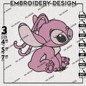 Cute Angel Stitch Girlfriend Embroidery Designs, Lilo & Stitch Embroidery, Disney Embroidery Files, Machine embroidery Files, Digital Download
