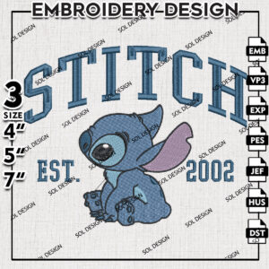 Cute Stitch Est 2002 Embroidery Designs, Lilo & Stitch Embroidery, Disney Character Embroidery Files, Machine embroidery Files, Digital Download