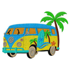 Tropical Summer Van Embroidery Designs,1 Designs & 3 Sizes, CARS Machine Embroidery Designs,Files Instant Download