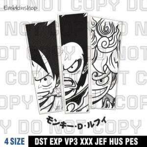 Luffy Gear Modes Embroidery Design, One Piece Embroidery Design, Anime Embroidery,4 sizes, Instant Download