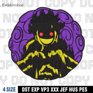 Luffy in Gear 5 Mode Embroidery Design, Sun God Nika Embroidery Design , One Piece Anime Embroidery Design,4 sizes, Instant Download