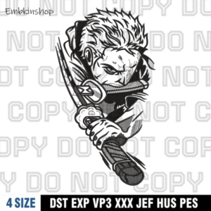 Sketch Zoro Sword Style Embroidery Design, , One Piece Anime Embroidery Design,4 sizes, Instant Download