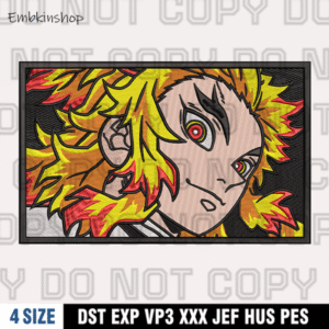 Rengoku Kyojuro Eyes Embroidery Design ,Demon Slayer Anime Embroidery Design File, Embroidery Machine