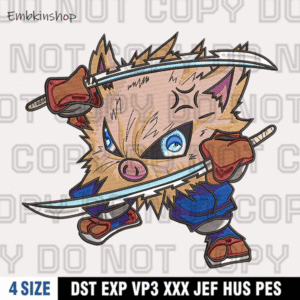 Inosuke X Entei Embroidery Designs File, Kimetsu x Pokemon Machine Embroidery Designs