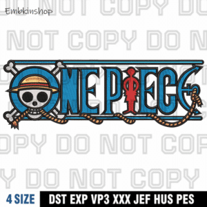 One Piece Logo Embroidery Design,One Piece Anime Embroidery Design,4 sizes, Instant Download
