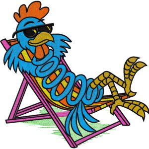 Cool Chicken Relaxing Embroidery Designs , Set of 3 Digital Files , Baby Chicken Machine Embroidery, Easter Chick – Instant Download