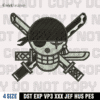 Zoro Logo Black Embroidery Design, One Piece Anime Embroidery Design,4 Sizes,Instant Download