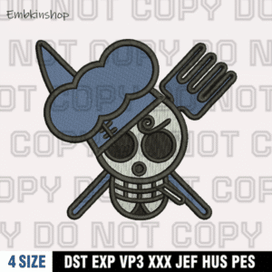 Sanji Jolly Roger Embroidery Design, One Piece Anime Embroidery Design,4 Sizes , Digital Download