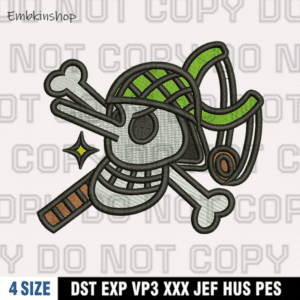Usopp Jolly Roger Embroidery Design , One Piece Embroidery Design , 4 Sizes, Digital Download