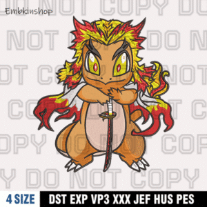 Rengoku Kyoujurou Kimetsu No Yaiba Embroidery Design File,Demon Slayer Machine Embroidery Pattern, Digital Download