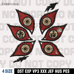 Six Eyes of Kokushibo Embroidery Design, Anime Demon Slayer Embroidery Design,4 Sizes , Digital Download