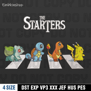 The Starters Pokemon Embroidery Design , Anime Pokemon Embroidery Design, 4 Sizes , Digital Download