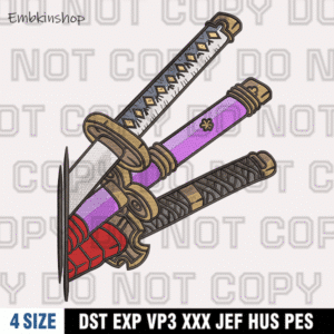 Three Swords Zoro One Piece Embroidery Design , One Piece Embroidery Design,4 Sizes,Instant Download