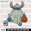 Stitch Ghost with Pumpkin Embroidery Design, Halloween Embroidery Design, 4 Sizes, Digital Download