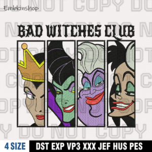 Bad Witches Club Embroidery Design, Halloween Embroidery Design, 4 Sizes, Digital Download