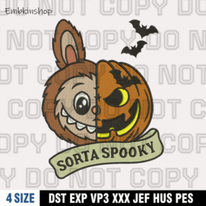 Sorta Sweet Spooky Labubu Embroidery Design, Labubu Pumpkin Halloween,4 Sizes , Digital Download