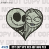 Jack Loves Sally In A Heart Embroidery Design ,Halloween Embroidery Design, 4 Sizes , Digital Download