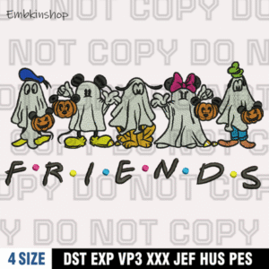 Friends Ghost Micky Cartoon Ghost Friends Embroidery Design,Halloween Embroidery Design,4 Sizes,Digital Download