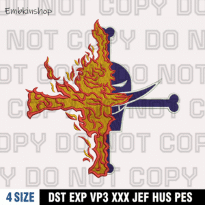 Whitebeard Logo Fire Embroidery Design,One Piece Anime Embroidery Design , 4 Sizes , Digital Download