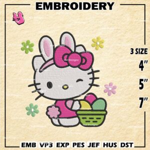 Hello Kitty Easter Embroidery Designs, Easter Bunny Machine Embroidery Design, Embroidery Design,Embroidery Machin