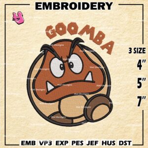 Goomba Embroidery Design files, Super Mario Machine Embroidery Designs, Super Mario Bros Digital Download Embroidery