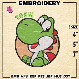 Yoshi Embroidery Design files, Super Mario Machine Embroidery Designs, Mario Bros Digital Download Embroidery