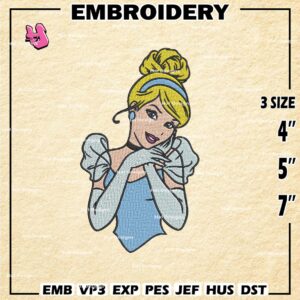 Cinderella Embroidery Design files, Princesses Machine Embroidery Designs, Disney Princesses Digital Download Embroidery