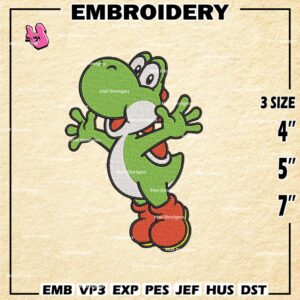 Yoshi Embroidery Design files, Super Mario Machine Embroidery Designs, 3Size, Mario Bros Digital Download Embroidery
