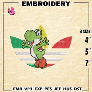Adidas Yoshi Embroidery Design files, Super Mario Machine Embroidery Designs, Mario Bros Digital Download Embroidery