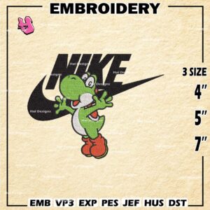 Nike Yoshi Embroidery Design files, Super Mario Machine Embroidery Designs, Mario Bros Digital Download Embroidery