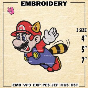Nintendo Super Mario Tanooki Embroidery Machine Design, Sublimation Embroidery Design, Instant Download Design