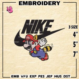 Nike Nintendo Super Mario Tanooki Embroidery Machine Design, Sublimation Embroidery Design, Instant Download Design