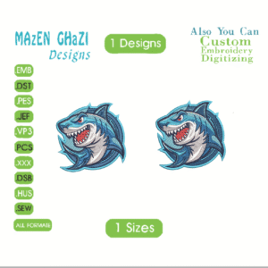 Shark 2 stlye Embroidery Designs,1 Designs & 1 Size, Machine Embroidery Designs, Files Instant Download