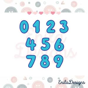Embroidery Designs Blue Numbers, Alphabet and Numbers, 4 Sizes,Embroidery File Design Instant Download.