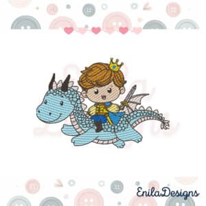 Embroidery Design Prince and Dragon , 4x4 Hoop,Embroidery File Design Instant Download.