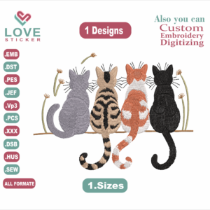 Four Cats on a Branch Cute Cat Embroidery Designs,1 Designs &1 Size,Embroidery Designs, Files Instant Download