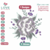 Purple Rose Bouquet Embroidery Designs, Files Instant Download