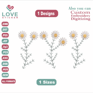 Daisy Embroidery Border Embroidery Designs,Machine Embroidery Designs, Files Instant Download