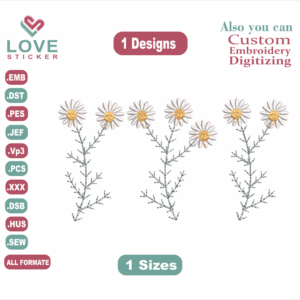 Daisy Embroidery Border Embroidery Designs,Machine Embroidery Designs, Files Instant Download