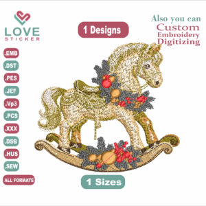 Vintage Rocking Horse, Machine Embroidery Designs, Files Instant Download