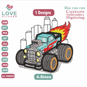 Car Embroidery Designs,1 Designs & 4 Size,Embroidery Designs, Files Instant Download