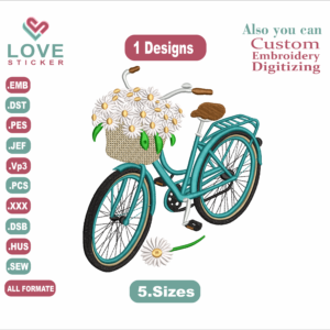 vintage bicycle Embroidery Designs,1 Designs & 5 Size,Embroidery Designs, Files Instant Download
