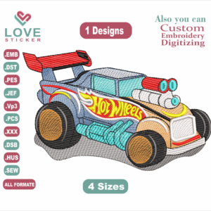 Car Embroidery Designs,1 Designs & 4 Size,Embroidery Designs, Files Instant Download